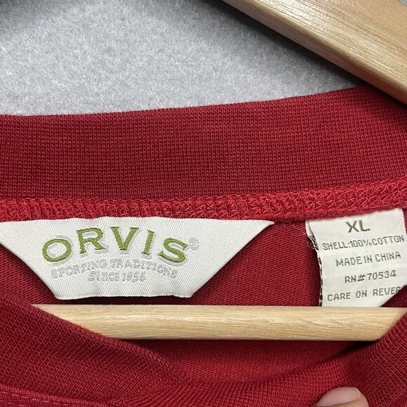 Orvis Crewneck Rugby Striped Heavy Duty Long Sleeve Red Baige XL - Picture 6 of 14